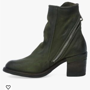 AS 98 Leather asymmetrical zip up ankle boots.